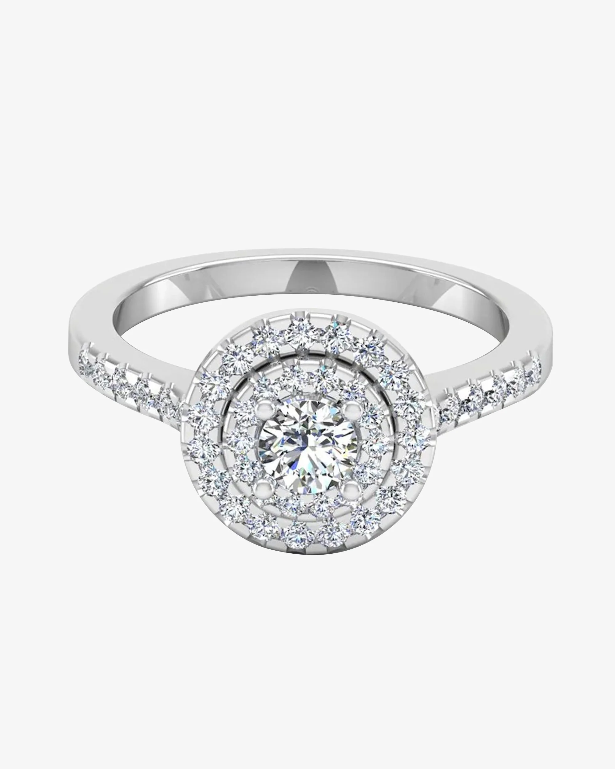 Petite Round Brilliant Double Halo Moissanite Engagement Ring - Image 2