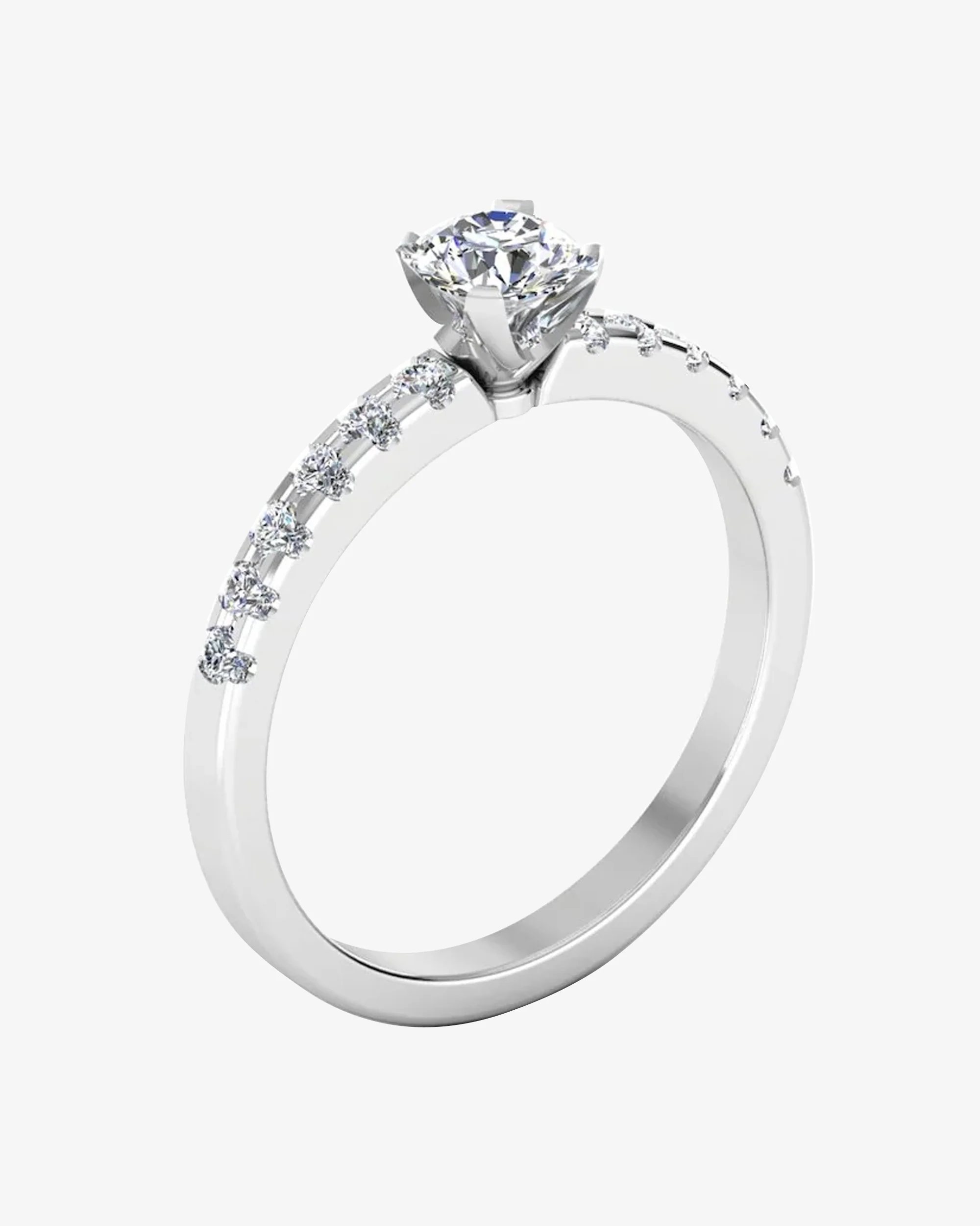 Petite Round Brilliant Moissanite Engagement Ring - Image 3