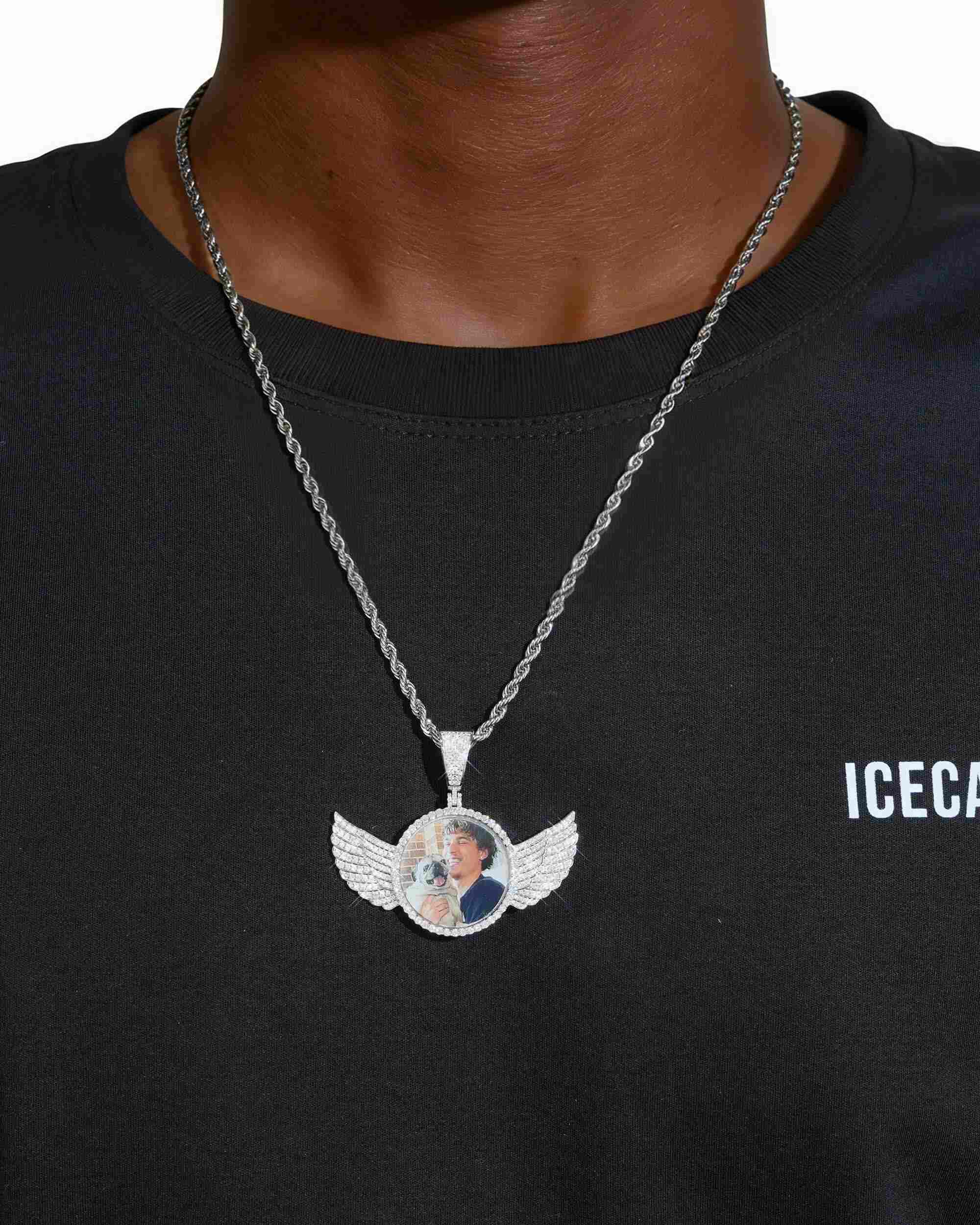 Custom Picture Pendant With Wings 14K Gold - Image 2