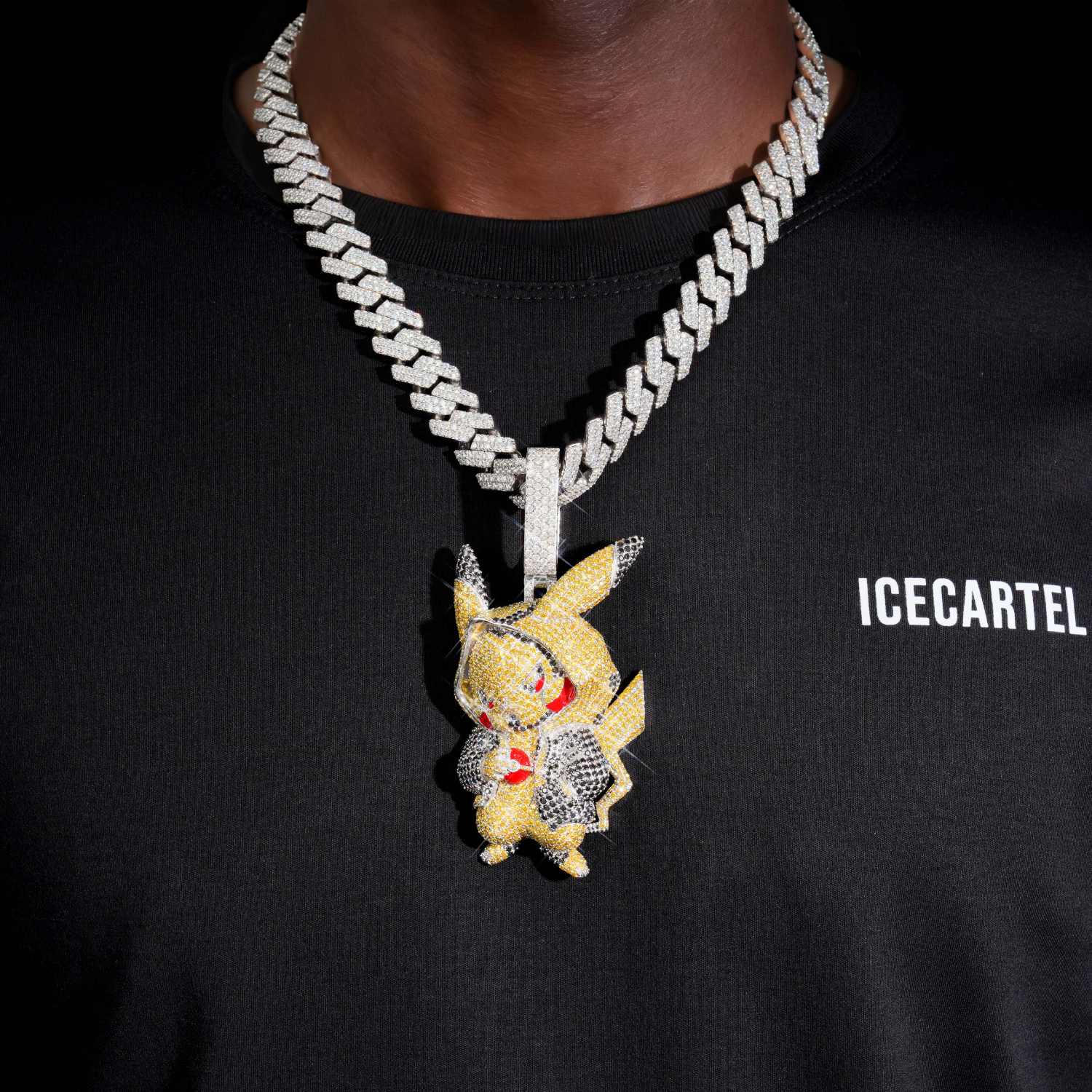 "PIKACHU" Custom Moissanite Logo Pendant 14K Gold - Image 2