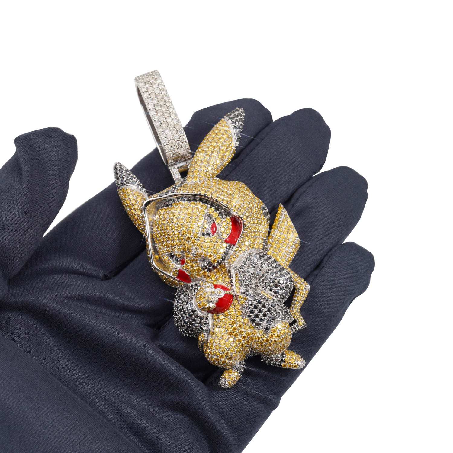 "PIKACHU" Custom Moissanite Logo Pendant 14K Gold - Image 4