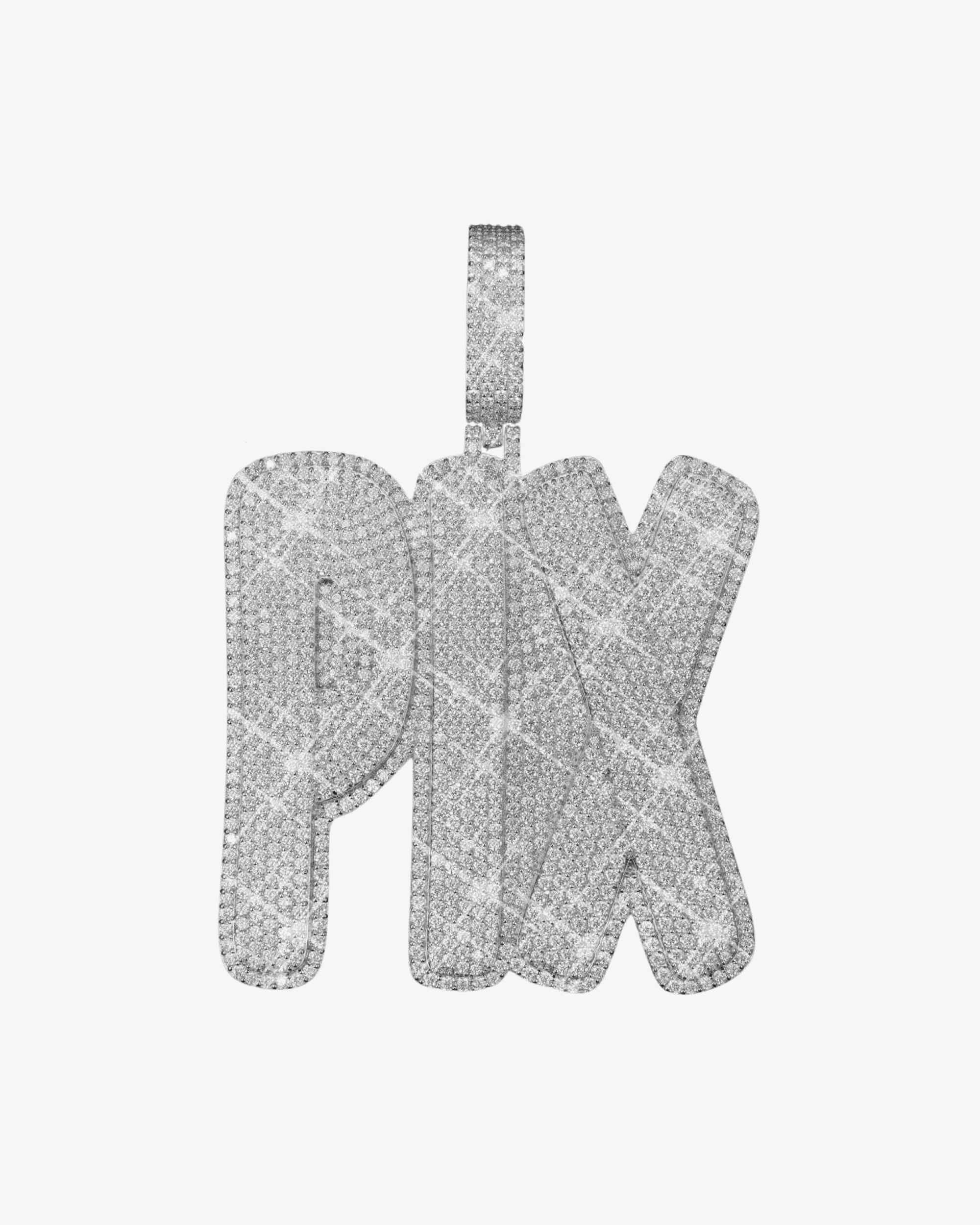 "PIX" Custom Moissanite Name Pendant 14K Gold