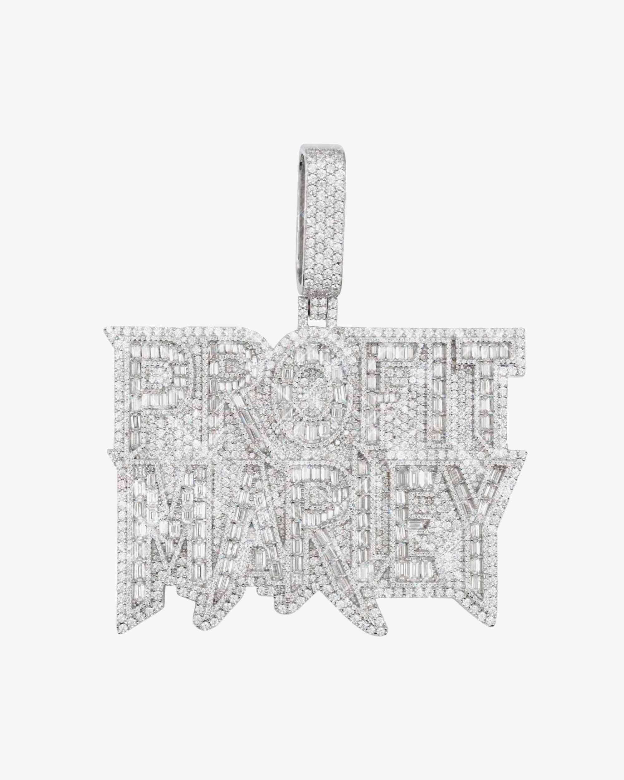 "PROFIT MARLEY" Moissanite Custom Name Pendant 14K Gold
