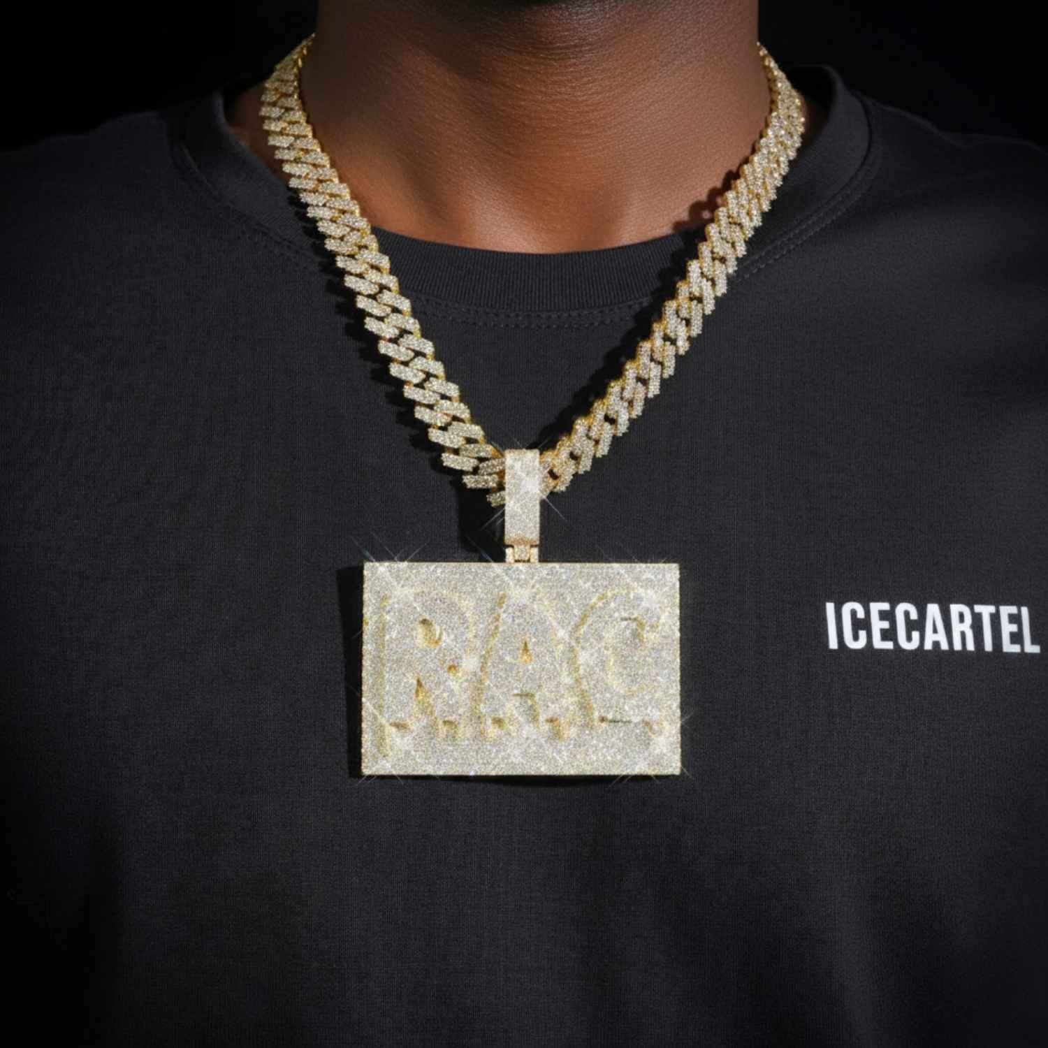 "RAC" Custom Moissanite Name Pendant 14K Gold - Image 2