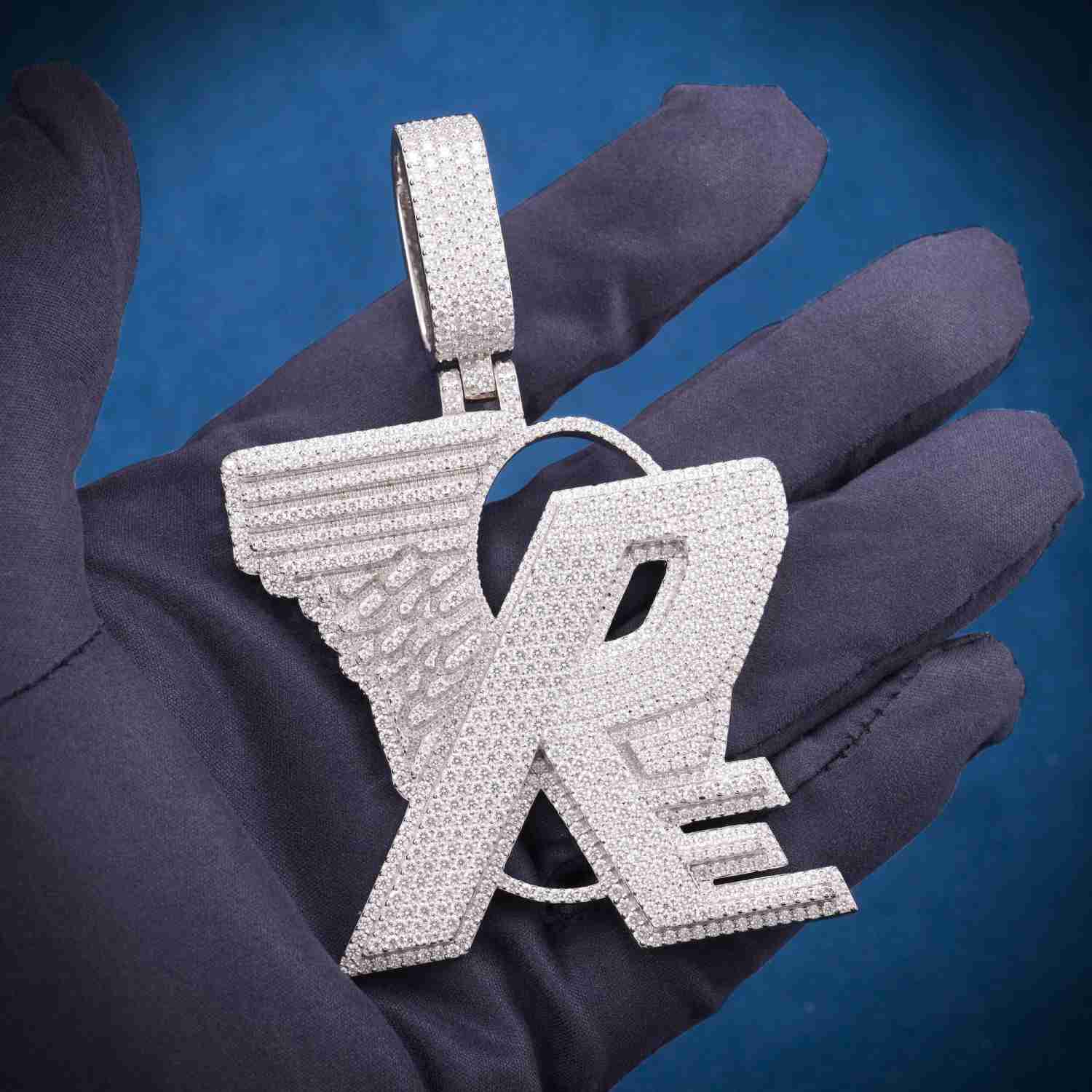 "RE" Custom Moissanite Pendant 14K Gold - Image 4