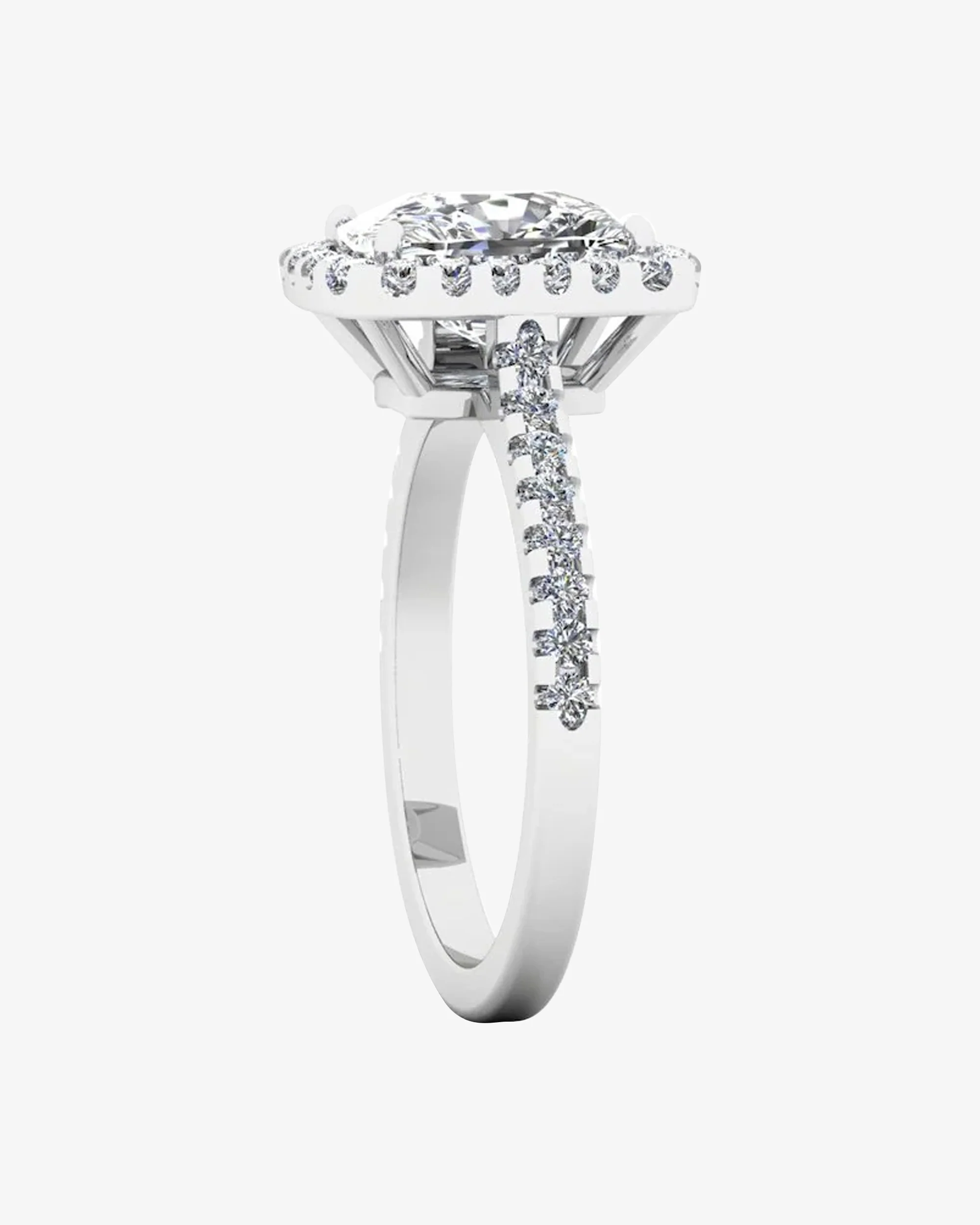 Rectangular Cushion Moissanite Halo Engagement Ring - Image 4