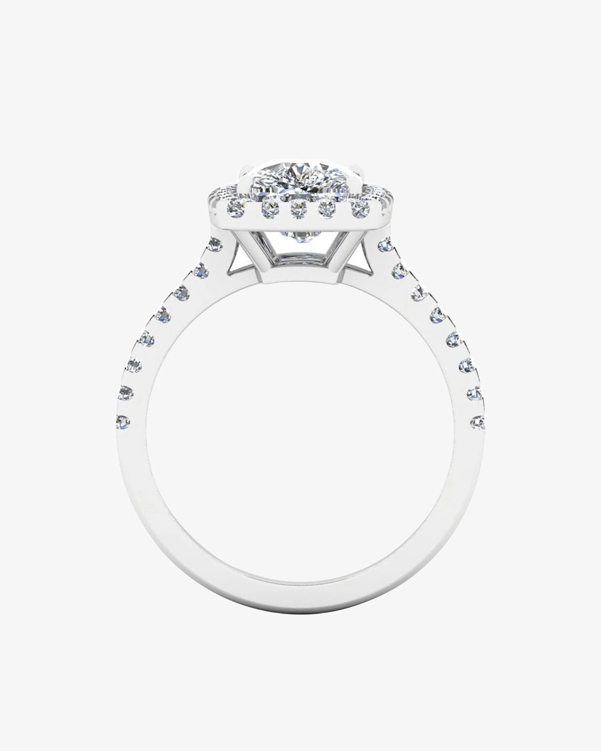 Rectangular Cushion Moissanite Halo Engagement Ring - Image 5