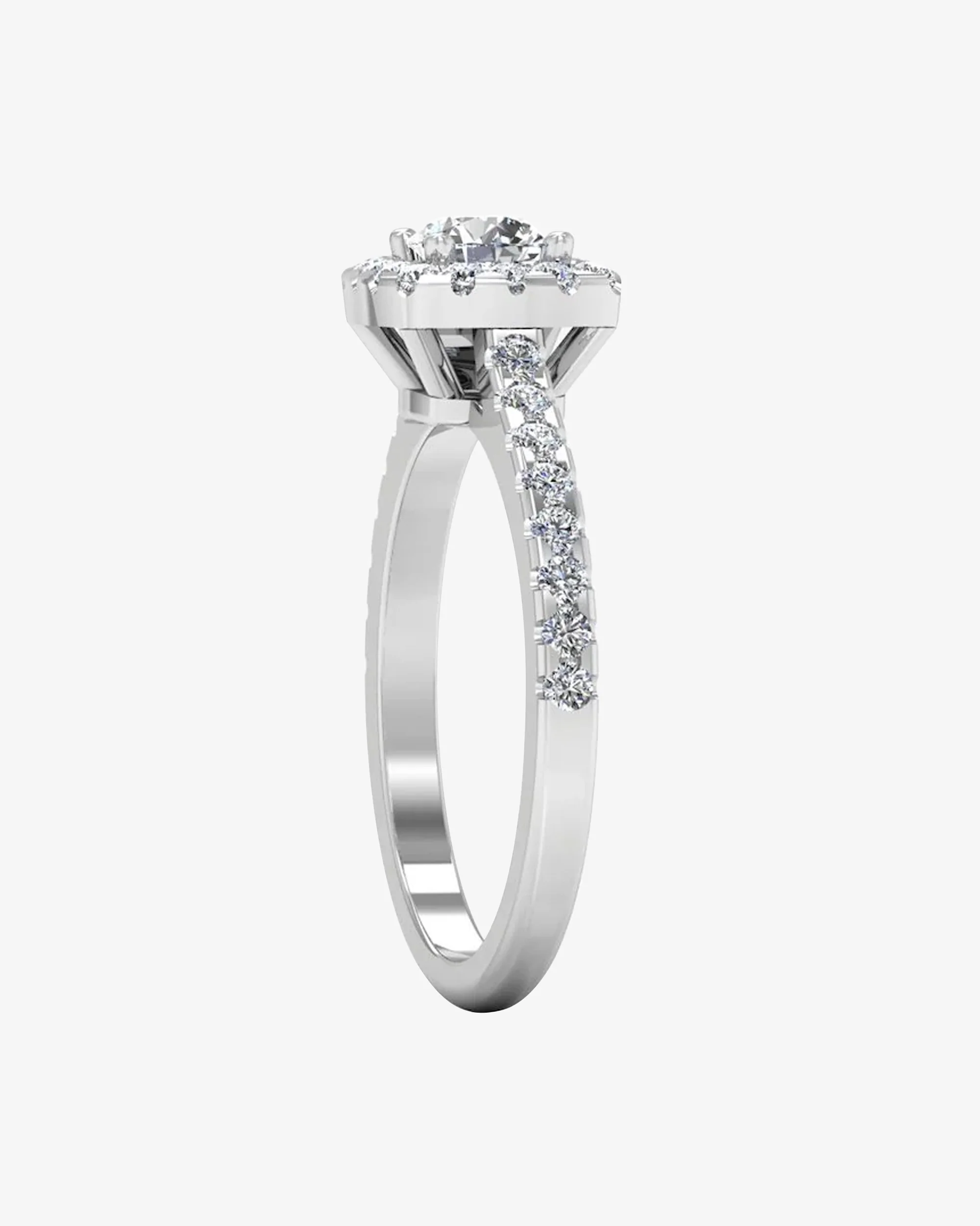 Round Brilliant Rectangle Halo Moissanite Engagement Ring - Image 3