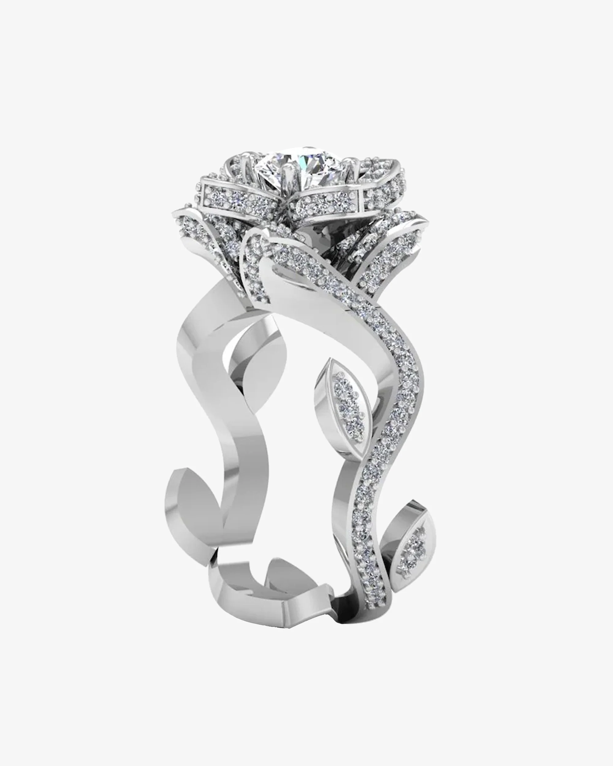 Round Floral Antique Moissanite Engagement Ring - Image 3