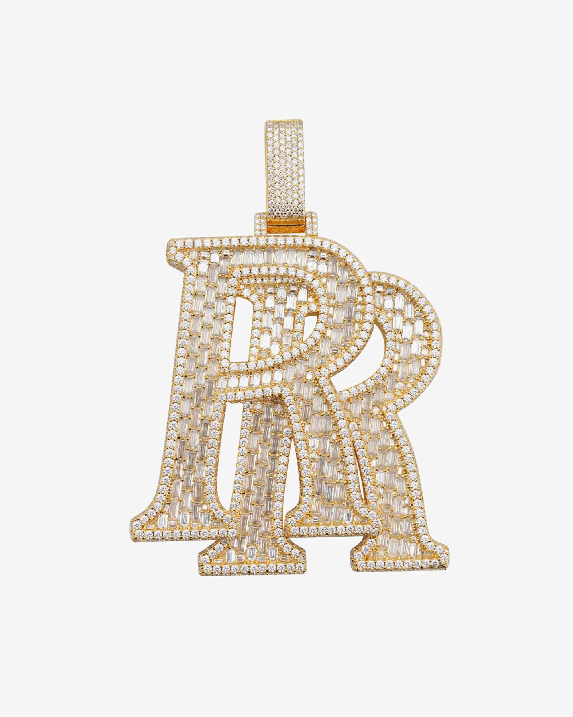 "RR" Custom Name Moissanite Pendant 14K Gold