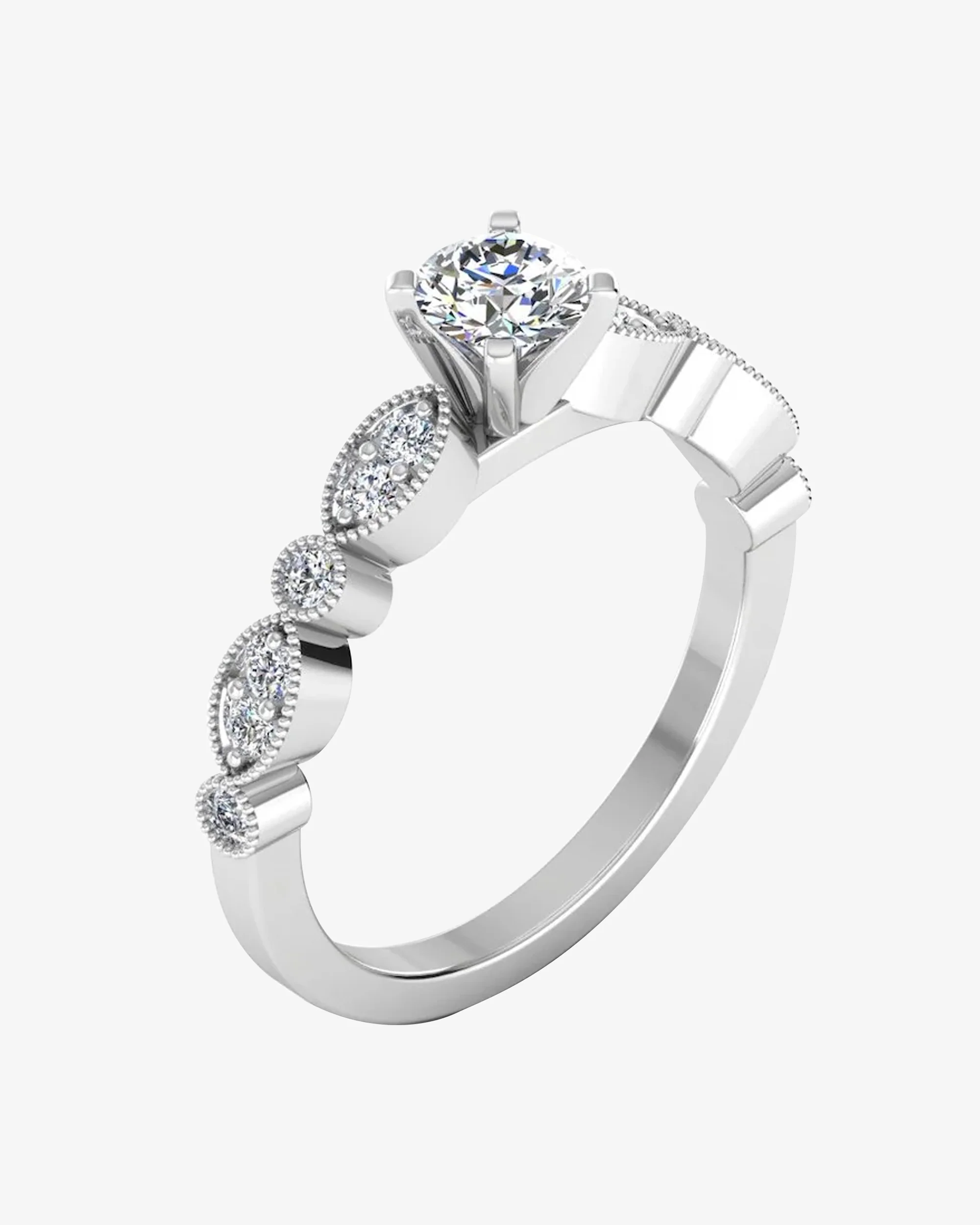 Scalloped Design Moissanite Engagement Ring - Image 3