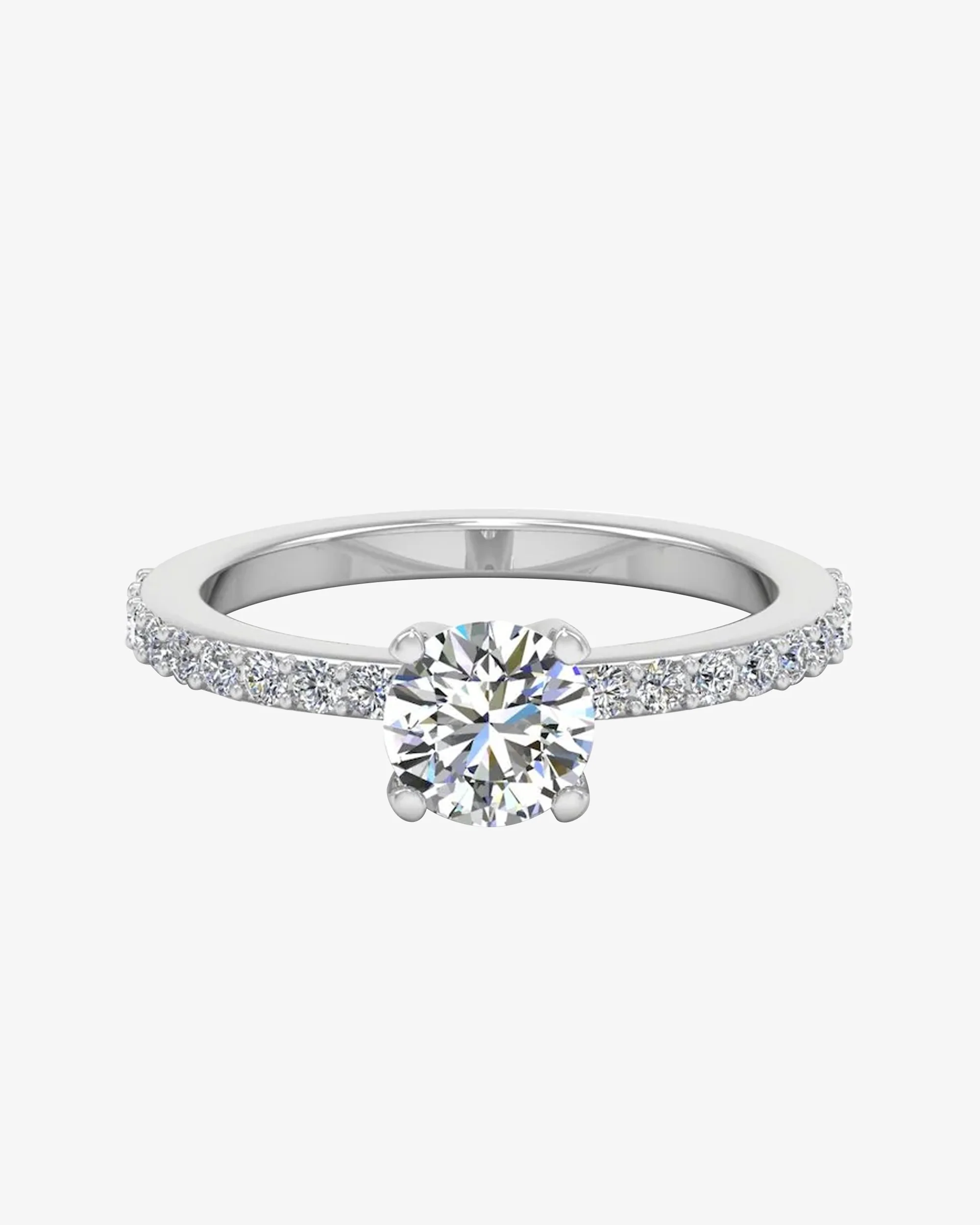 Semi Eternity Moissanite Brilliant Cut Engagement Ring - Image 2
