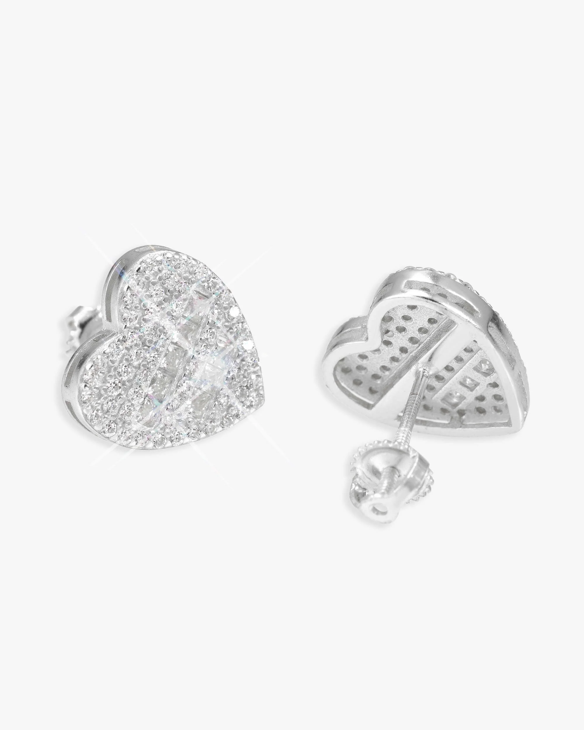 Semi Marquise Moissanite Heart Earrings 14K Gold