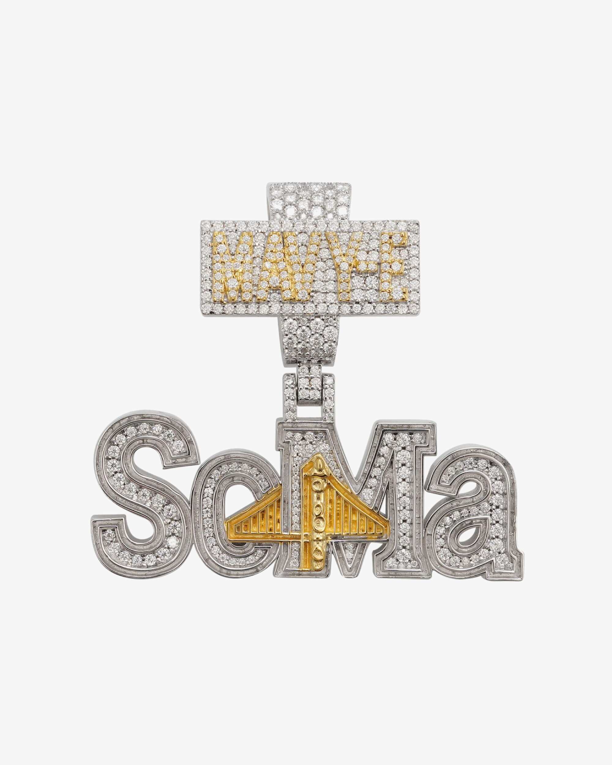 "SoMa" Custom Moissanite Name Pendant 14K Gold