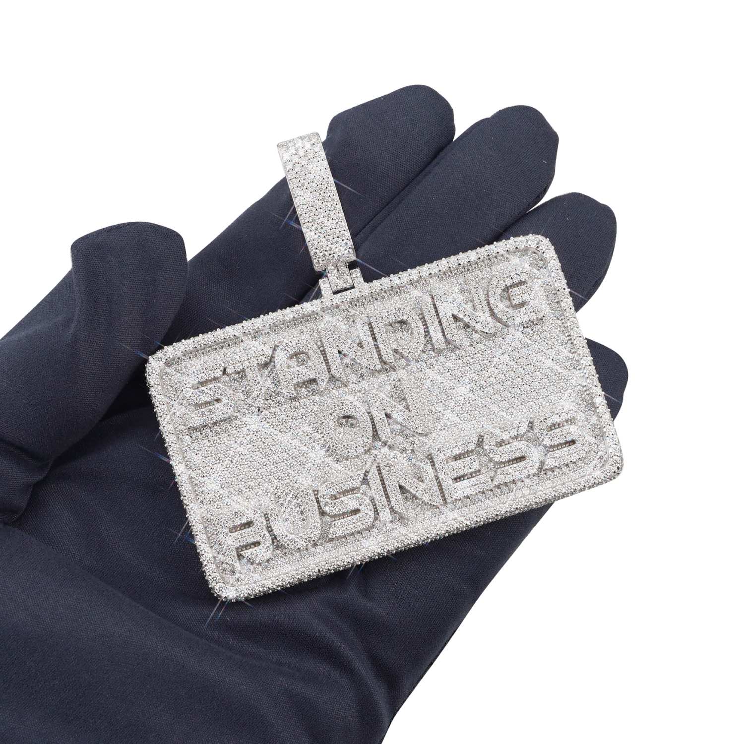 "STANDING ON BUSINESS" Moissanite Custom Name Pendant 14K Gold - Image 3
