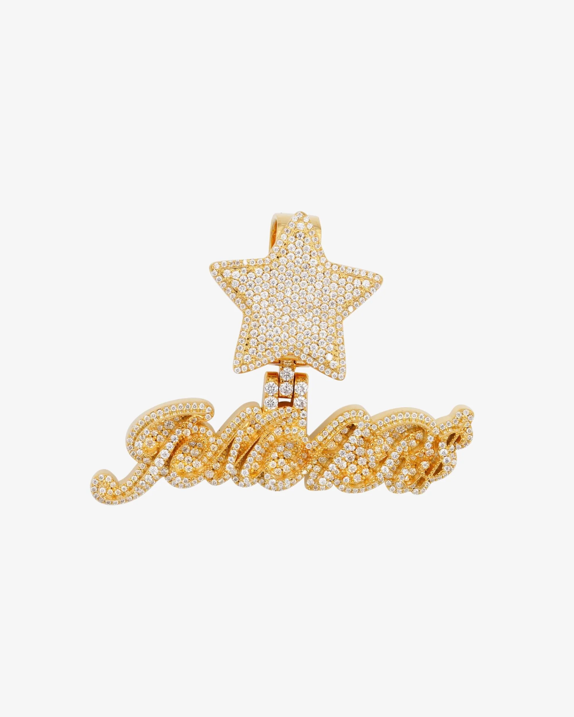 Star Custom Moissanite Name Pendant 14K Gold