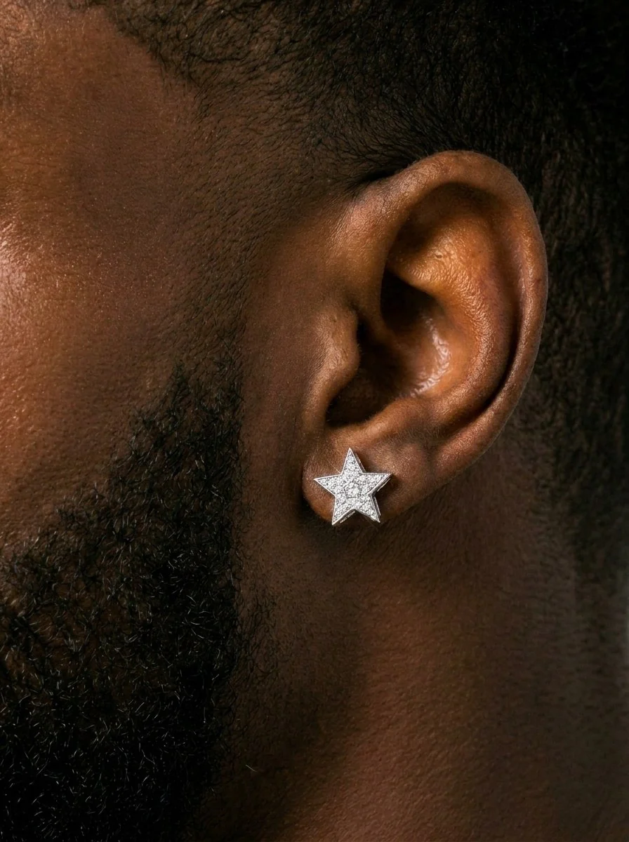 Star Moissanite Earrings 14K Gold - Image 4