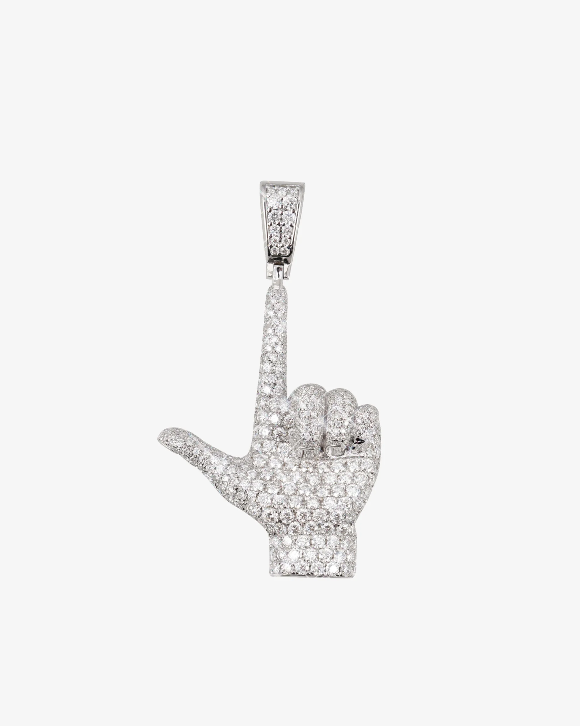 "STRAIGHT UP" Custom Moissanite Logo Pendant 14K Gold