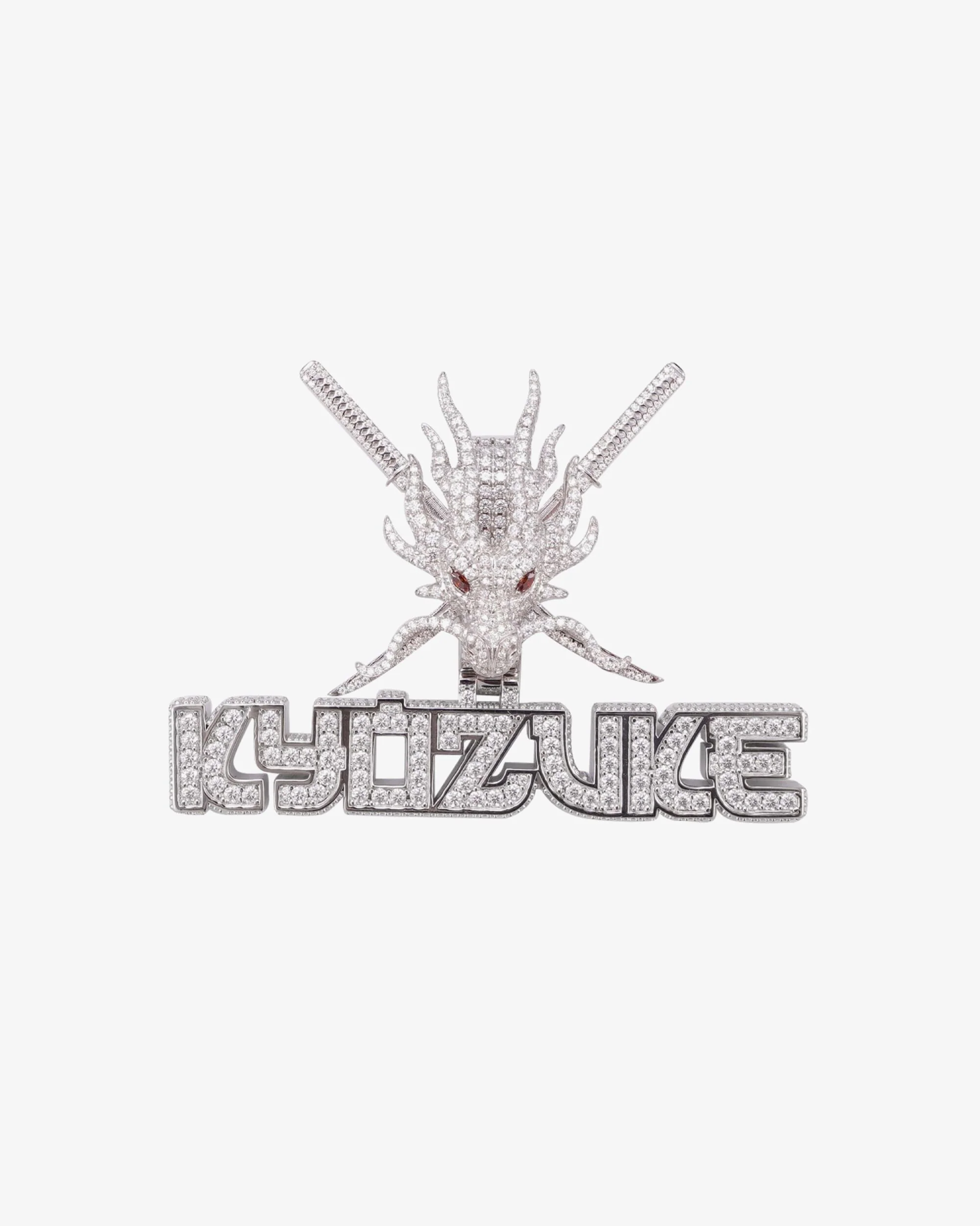"ICED BLADE DRAGON" Custom Logo Moissanite Pendant 14K Gold