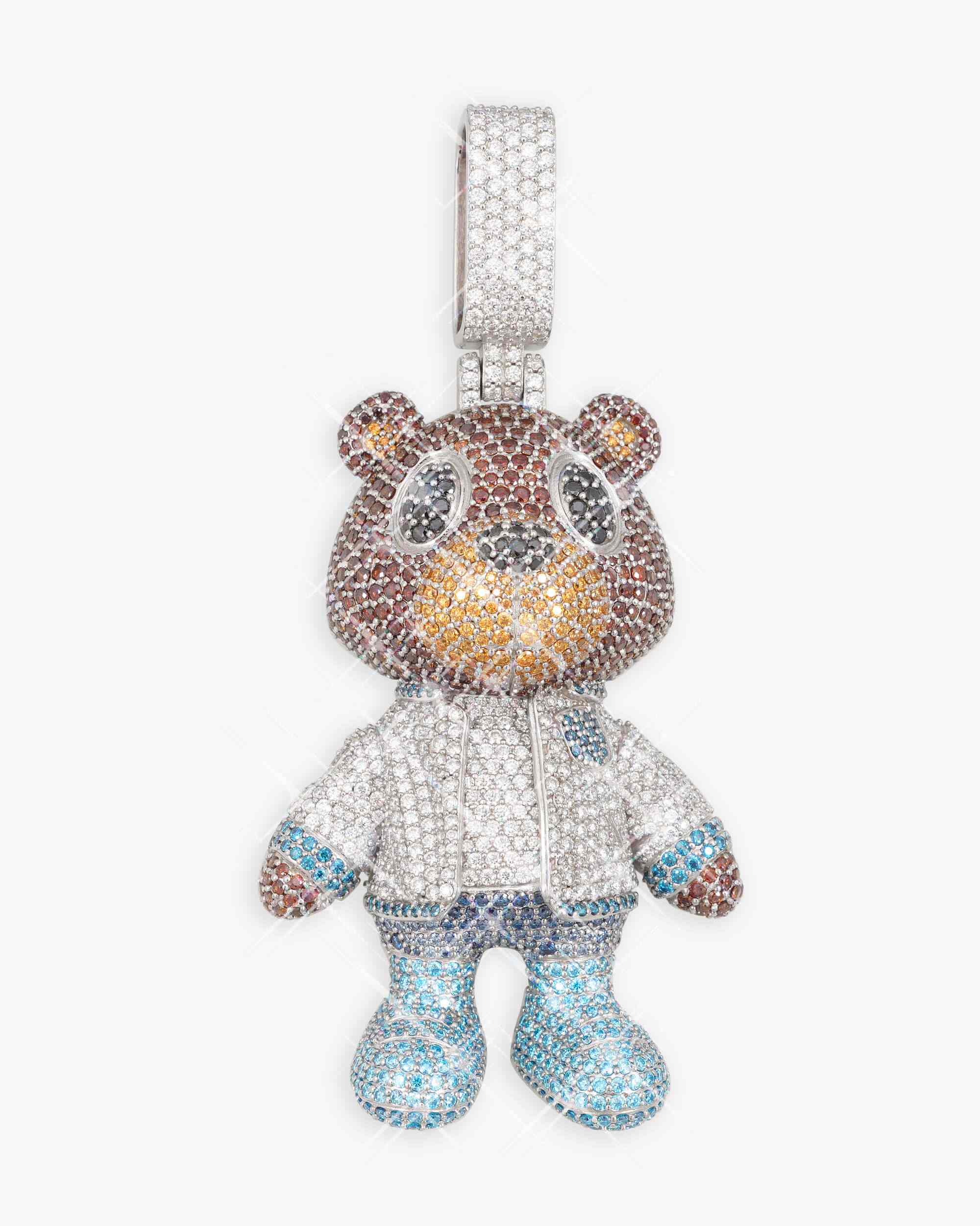 "Teddy Bear" Custom Moissanite Logo Pendant 14K Gold