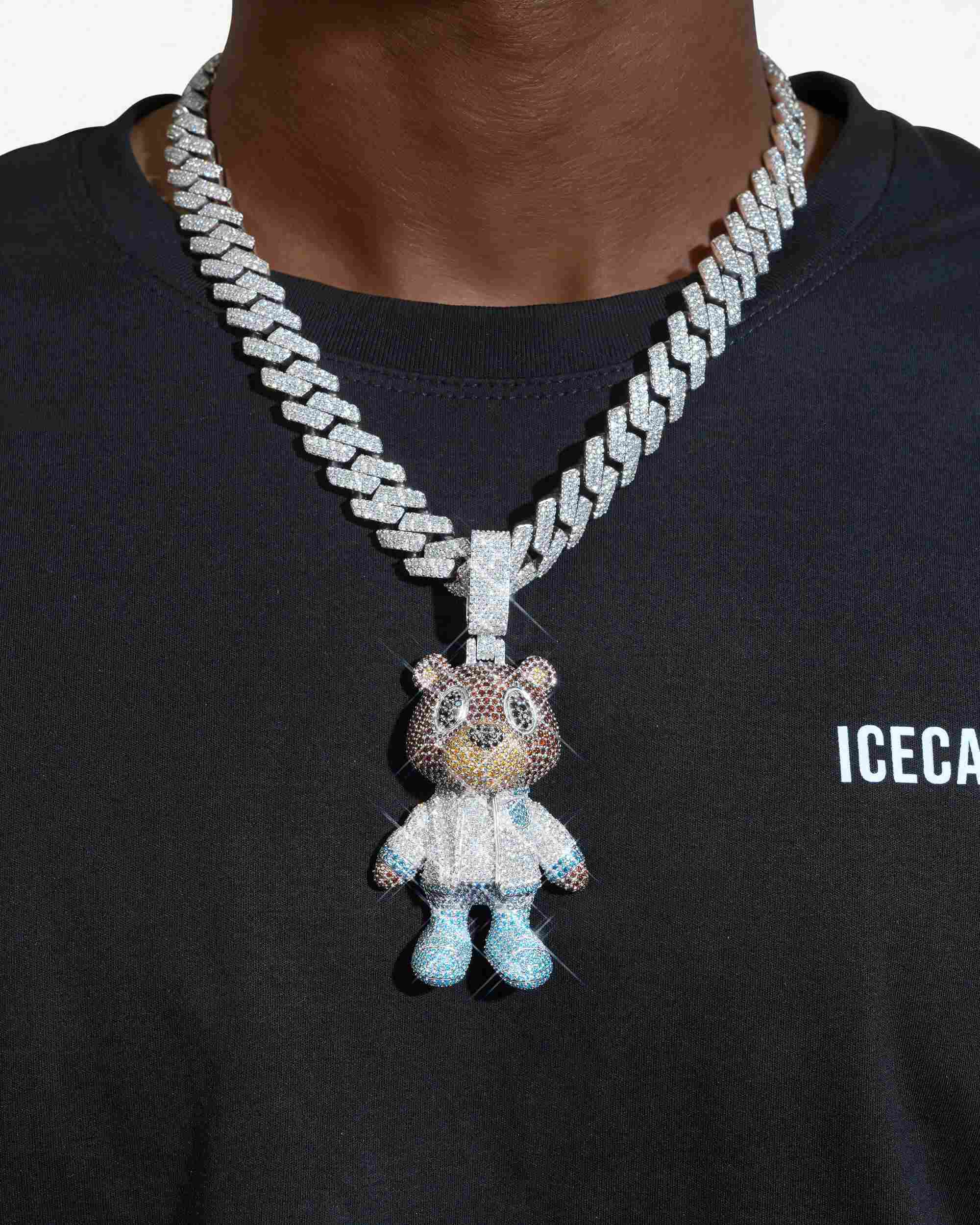 "Teddy Bear" Custom Moissanite Logo Pendant 14K Gold - Image 2