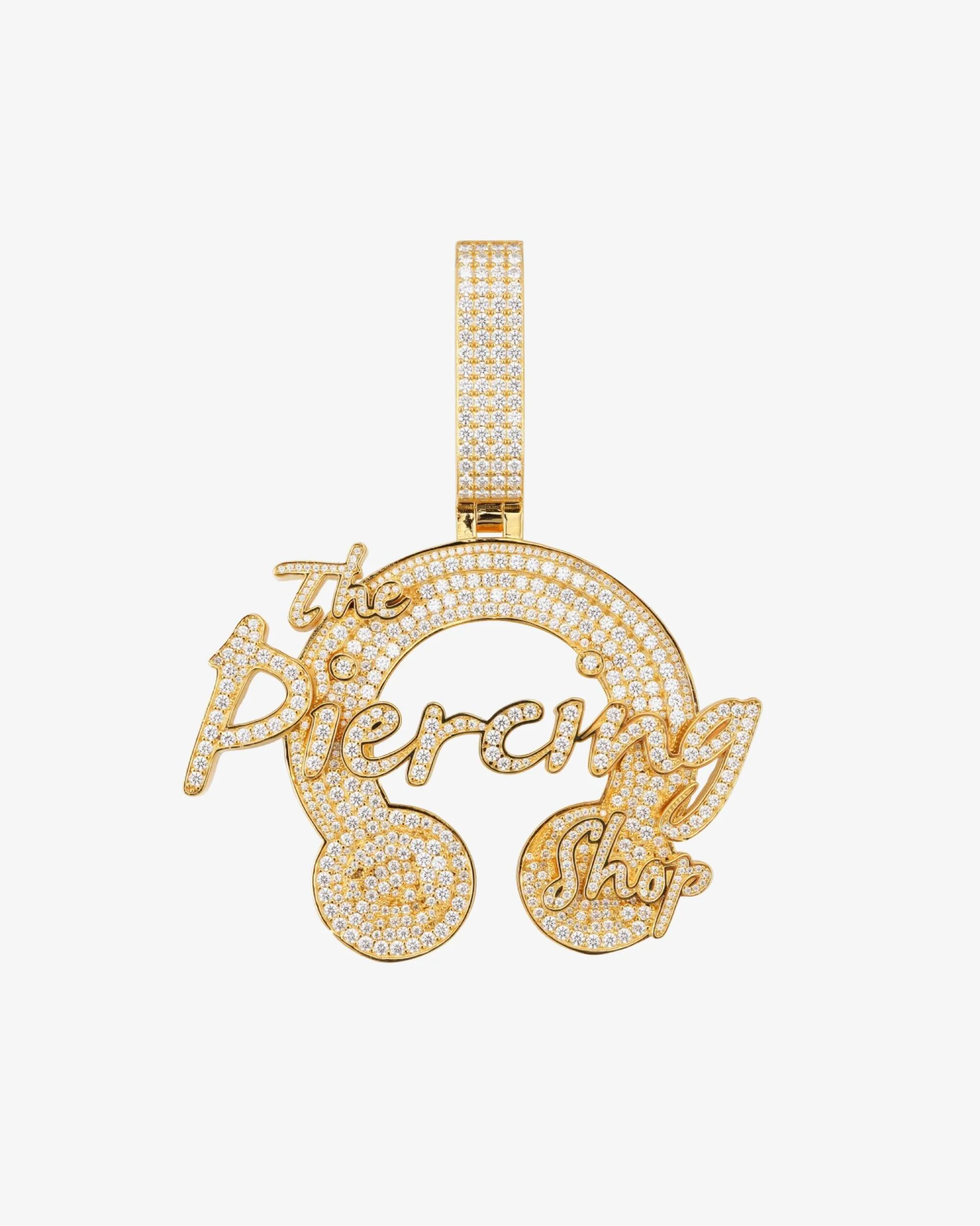 "The Piercing Shop" Custom Logo Moissanite Pendant 14K Gold