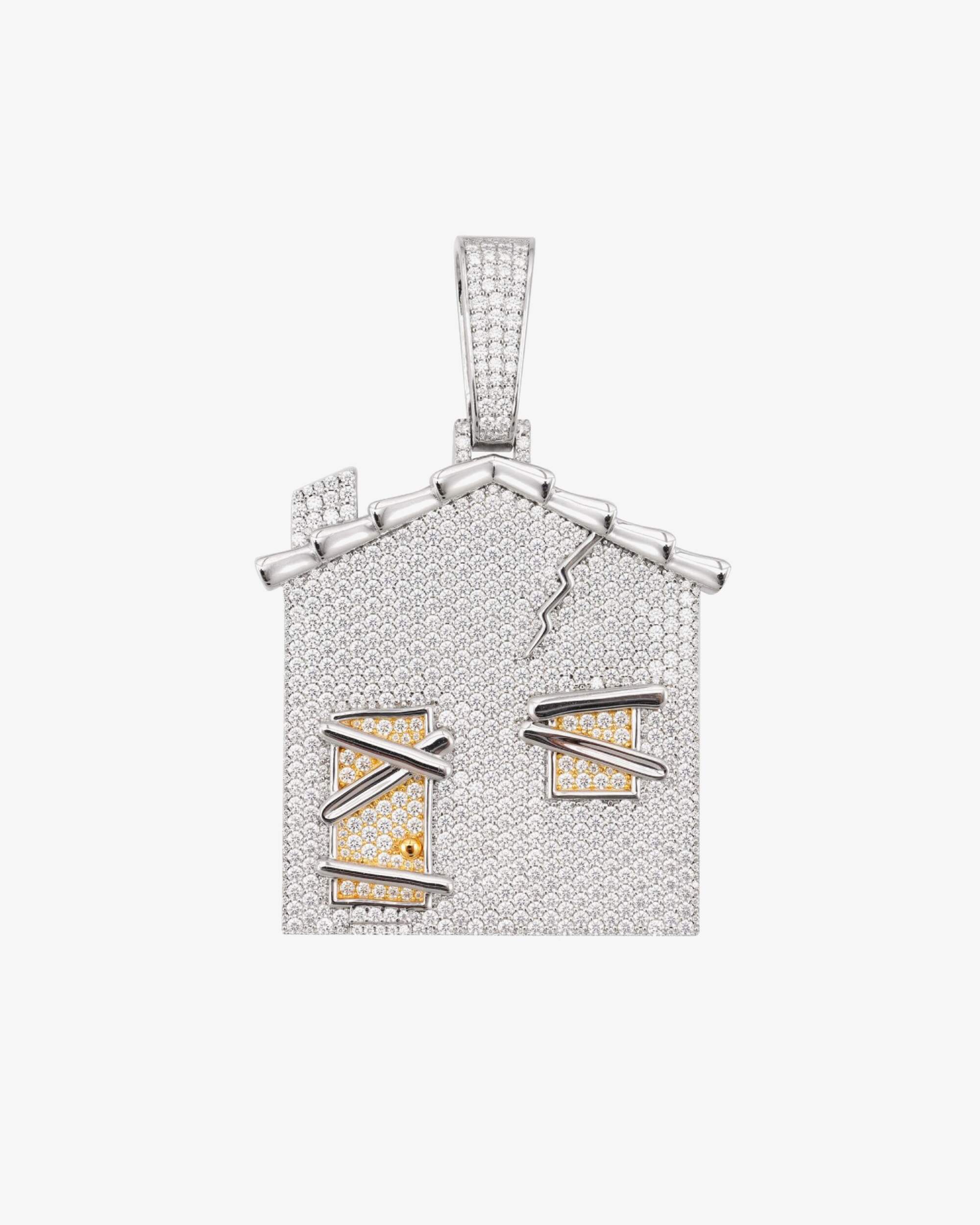 "TRAPHOUSE" Custom Moissanite Logo Pendant 14K Gold