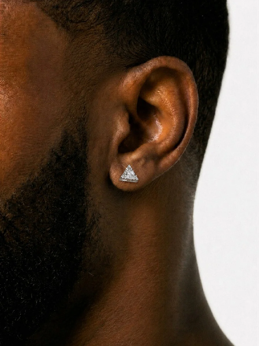 Moissanite Pyramid Stud Earrings 14K Gold - Image 3