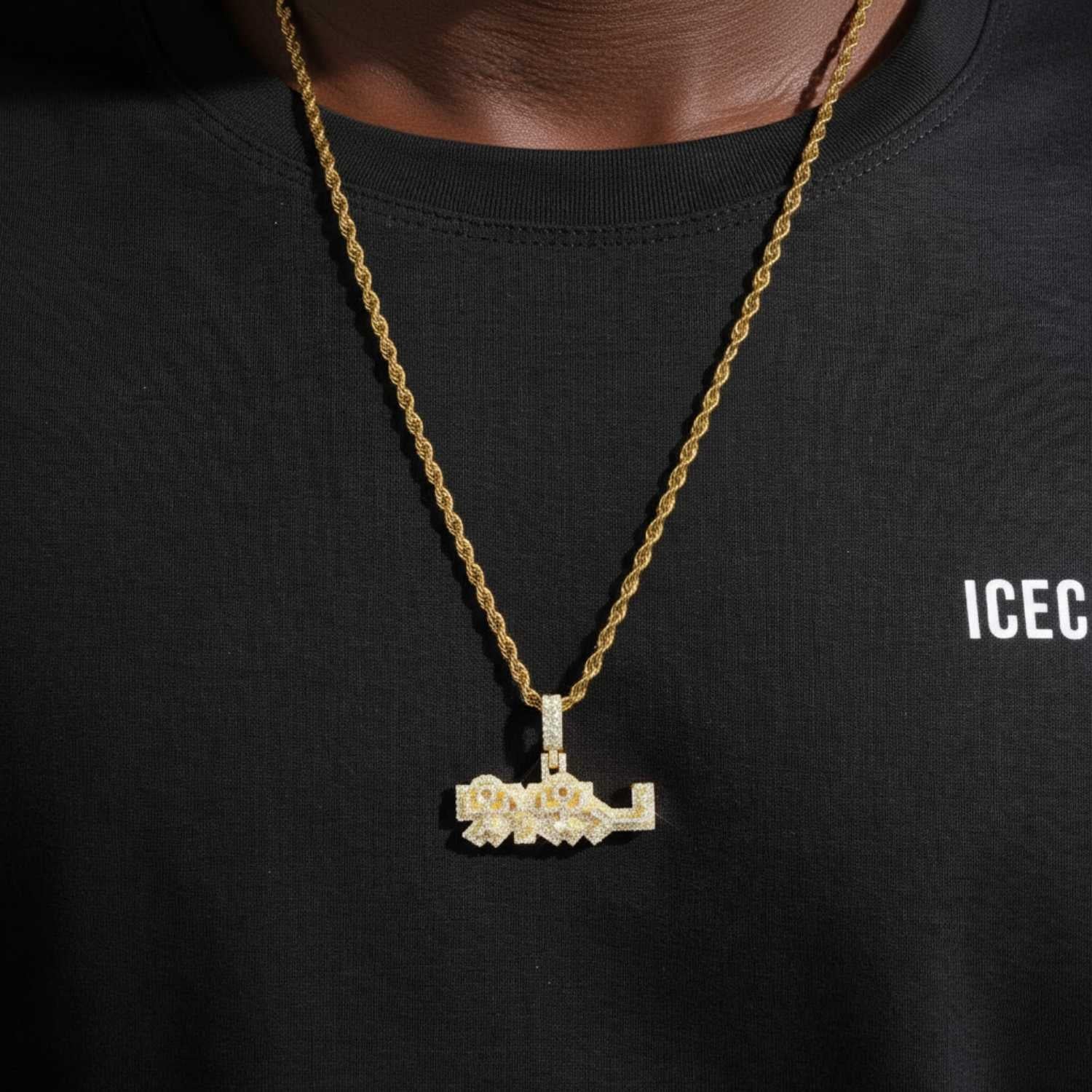 "YL" Custom Name Moissanite Pendant 14K Gold - Image 2